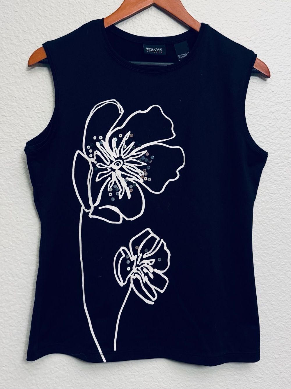 New York & Company Sleeveless Dressy Floral Tank Top Blouse M